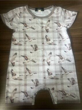 Boutique One-Piece Romper with Flying Goose Print